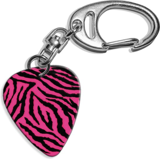 Plectrum sleutelhanger Roze Zebra Print