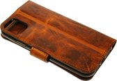 Made-NL Handgemaakte Samsung Galaxy A42 book case robuuste Old brouwn kras leer hoesje