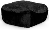 Drop & Sit Furry Poef - Zwart - 50 x 50 cm - Voor Binnen