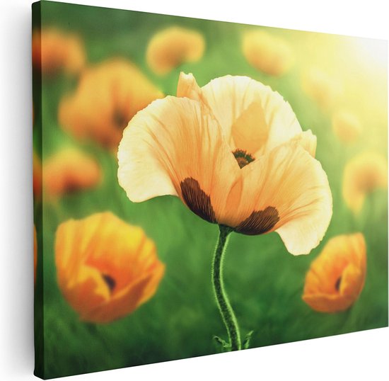 Artaza Canvas Schilderij Oranje Klaproos Bloemen  - 40x30 - Klein - Foto Op Canvas - Canvas Print