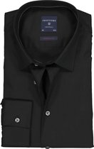 Profuomo Originale super slim fit overhemd - stretch poplin - zwart - Strijkvriendelijk - Boordmaat: 38