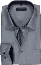 CASA MODA comfort fit overhemd - blauw met wit diamant structuur (contrast) - Strijkvrij - Boordmaat: 50