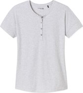 SCHIESSER dames Mix+Relax T-shirt, korte mouw, O-hals met knoopsluiting, grijs melange -  Maat: XL