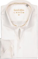 Ledub slim fit overhemd - mouwlengte 7 - beige twill - Strijkvrij - Boordmaat: 46