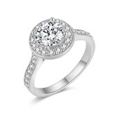 Twice As Nice Ring in zilver, grote ronde zirkonia met kleine zirkonia  50