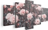 Artaza Canvas Schilderij Vijfluik Roze Rozen Bloemen  - 100x50 - Foto Op Canvas - Canvas Print