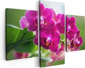 Artaza Canvas Schilderij Drieluik Roze Orchidee Bloemen - 90x60 - Foto Op Canvas - Canvas Print