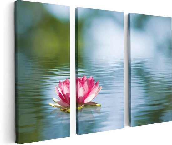 Artaza - Canvas Schilderij - Roze Lotusbloem Op Het Water - Foto Op Canvas - Canvas Print