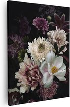 Artaza Canvas Schilderij Diverse Bloemen Op Zwart Achtergrond - 80x100 - Groot - Foto Op Canvas - Canvas Print