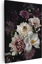 Artaza - Peinture sur toile - Diverse Fleurs sur fond Zwart - 80 x 100 - Groot - Photo sur toile - Impression sur toile