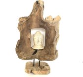 Beeld - sculptuur - hout H85  - buddha abstract