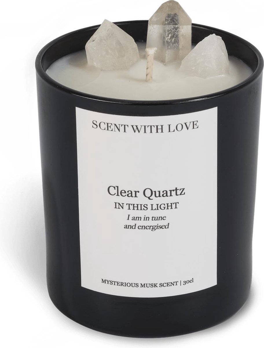 Scent With Love - Bougie parfumée en verre avec cristal - Bougie Quartz  clair - Zwart... | bol.com