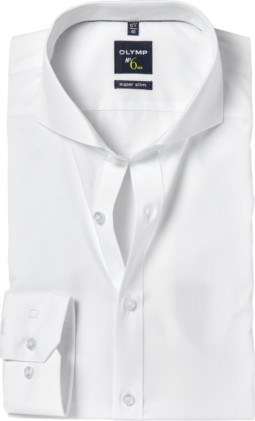 OLYMP No. Six super slim fit overhemd - wit - Strijkvriendelijk - Boordmaat: 40