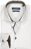 Ledub Modern Fit overhemd - wit twill (contrast) - Strijkvrij - Boordmaat: 43