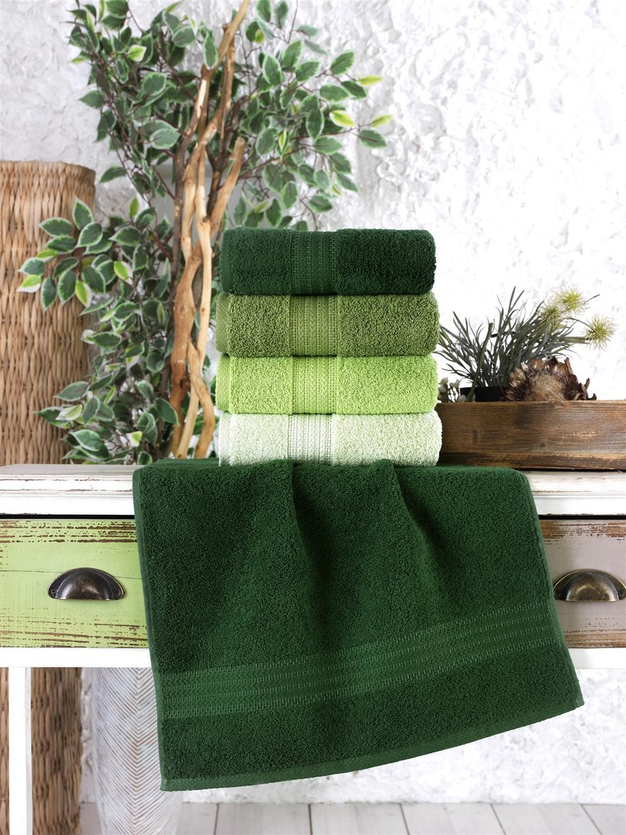 Lubna Home Handdoekset Zacht Katoen 4 PACK-50x90 cm-4PACK- STIJL GROEN