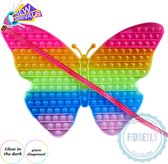 FIDGETY | Fidget toys | Vlinder | Multi color | Glow in the dark | Mega Pop it | 40cm POPIT