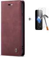 GSMNed - Leren telefoonhoesje 11 Pro Max  - hoogwaardig leren bookcase rood - Luxe iPhone hoesje - magneetsluiting voor iPhone 11 Pro Max - rood - met screenprotector iPhone 11 Pro