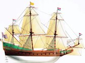 modelbouw, bouwplaat van VOC schip Batavia, schaal 1/160