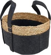 Plantenmand | MAND VILT EN ZEEGRAS - GRIJS - ⌀28X16 CM Naturel Bruin – Multifunctionele mand– Planten-houder – Planten Accessoires – Planten Mand