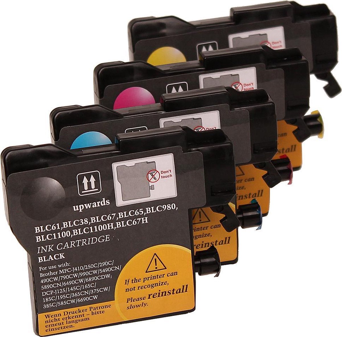 ABC huismerk Set 4x inkt cartridge geschikt voor Brother LC980 LC1100 DCP145C DCP160 DCP163C DCP165C DCP167C DCP185C DCP195C DCP197C DCP365CN DCP373CW