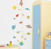 Muursticker Kinderkamer - Groeimeter - Wand Decoratie - Raket met Planeten - 180 x 100 cm