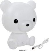 NACHTLAMPJE BABYKAMER-KINDEREN-OPLAADBAAR-LED-TEDDY-WIT