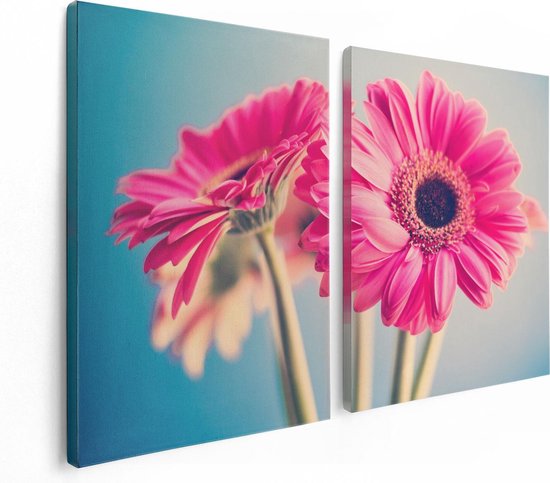 Artaza Canvas Schilderij Tweeluik Twee Roze Anjers - Bloemen - 120x80 - Foto Op Canvas - Canvas Print
