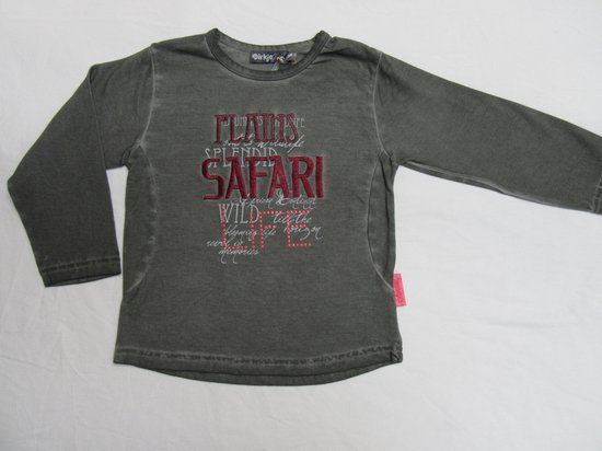 dirkje , fille, t-shirt manches longues , kaki , safari , 4 ans 104