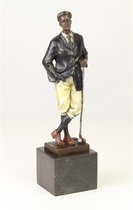 Bronzen beeld - De geduldige golfer - Geverfd sculptuur - 32 cm hoog