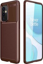 OnePlus 9 Hoesje - Mobigear - Racing Serie - TPU Backcover - Bruin - Hoesje Geschikt Voor OnePlus 9