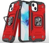 Apple iPhone 13 Pro Hoesje - Mobigear - Armor Ring Serie - Hard Kunststof Backcover - Rood - Hoesje Geschikt Voor Apple iPhone 13 Pro