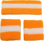 Orange85 Zweetbandjes - Hoofdband en Pols - Sport - Tennis - Oranje / Wit - Holland