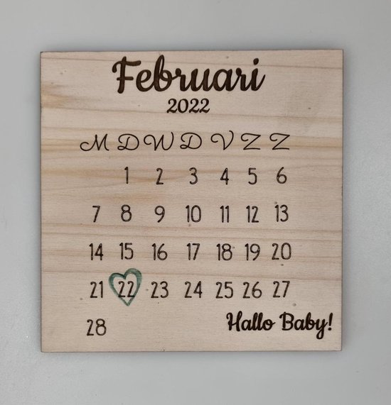 Gepersonaliseerde aankondiging zwangerschap - houten kalender - zwanger - pregnant - baby belly - zwangerschap aankondiging kalender -  2022