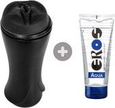 PocketPussy intiem - Mastrubator voor Mannen - Zwart - Gratis Glijmiddel - 200ML