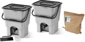 Bol.com Bokashi compost container (Duo set) - keukencompostbak aanrechtmodel | 2x 16 L | Starter Set voor keukenafval en compost... aanbieding