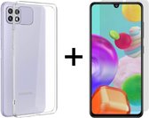 iParadise Samsung A22 5G Hoesje - Samsung galaxy A22 5G hoesje siliconen case transparant hoesjes cover hoes - 1x samsung A22 5G screenprotector