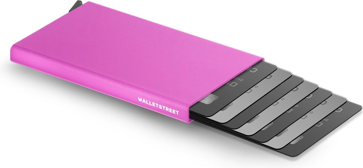Walletstreet Uitschuifbare Pasjeshouder DS Type - Walletstreet Aluminium Creditcardhouder Card Protector Anti-Skim/ RFID Card Protector 8 Pasjes – Paars