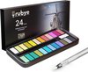 foto van Rubye® Waterverf - Aquarelverf - Brush Pen - Penseel - Verven - Waterverf Volwassenen - Waterverf Kinderen - Schilderen op Nummer - 24 Kleuren