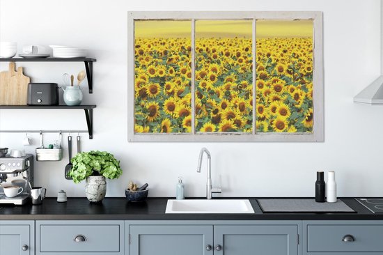 Peintures sur Toile Transparent - Tournesol - Jaune - 140x90 cm - Décoration murale