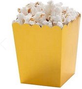Popcorn bakjes metallic goud - 12 stuks - stevig papier - karton  - klein formaat - 8 cm breed - 10 cm hoog