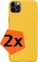 Hoesje Geschikt voor iPhone 12 Pro Max Hoesje Siliconen Cover Case - Hoes Geschikt voor iPhone 12 Pro Max Hoes Back Case - 2-PACK - Geel