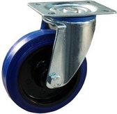 Zwenkwiel - 125 mm - Elastisch blauw rubberen band - Kunststof velg - Kogellager