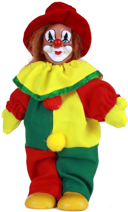 Poupée clown avec chapeau rouge / jaune / vert
