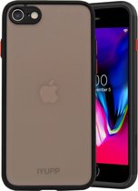 IYUPP Bumper geschikt voor Apple iPhone 7 / 8 / SE 2020 / SE 2022 Hoesje Zwart x Rood