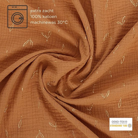 Snoozzz Hydrofiel doek XL Swaddle - de beste kwaliteit zachte Hydrofiel - 100% katoen - 120 x 120 cm - camel goud van SNOO — afbeelding 2