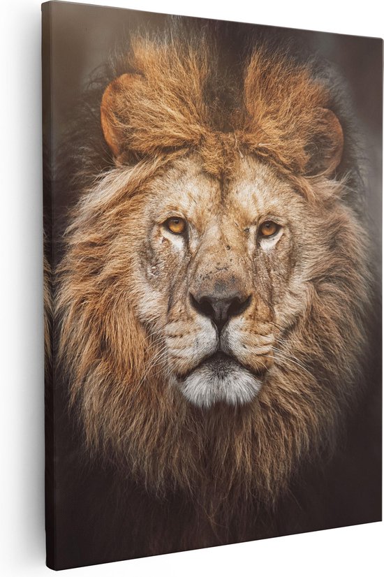 Artaza Peinture Sur Toile Lion - Tête De Lion - Couleur - 80x100 - Groot - Photo Sur Toile - Impression Sur Toile