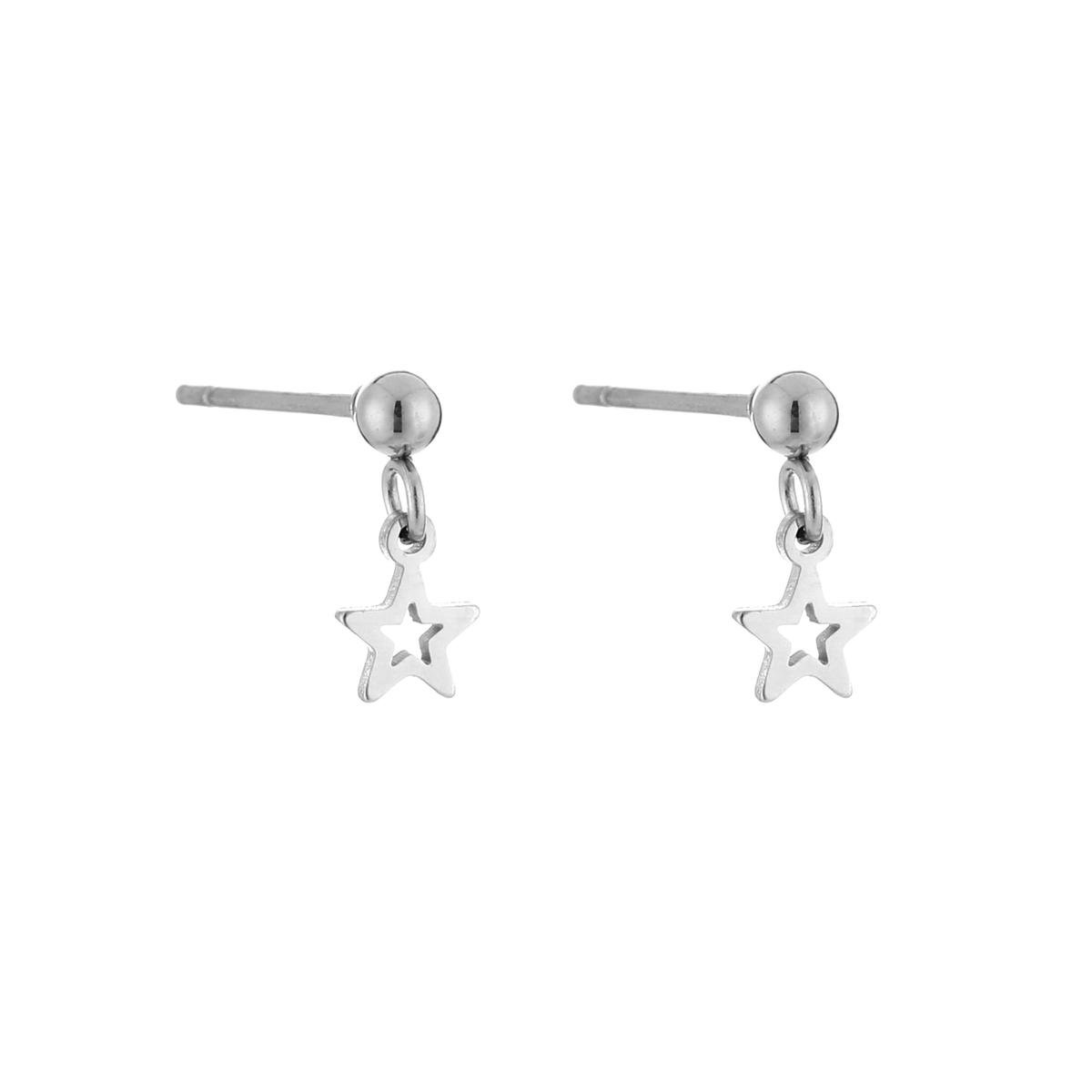 Michelle Bijoux oorknopje hangend open ster zilver JE12989
