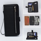 H.K. boekhoesje/bookcase zwart met rits + portemonnee  geschikt voor Samsung Galaxy A72 + Glasfolie