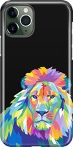 iPhone 11 Pro Hoesje - Premium Hard Hoesje - Back Cover - Met Dierenprint - Leeuw - Blauw