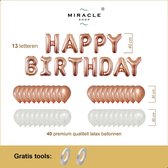Verjaardag Ballonnen Mini Pakket 53 delig, Rose Goud, Premium Kwaliteit, Folie, Latex, Happy Birthday, Feest, Party, Set, Decoratie, Versiering, Miracle Shop